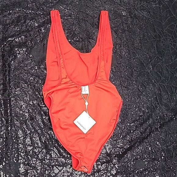 Red 80's 90's Inspired One Piece Swimsuit Women's Size Large - Picture 5 of 12